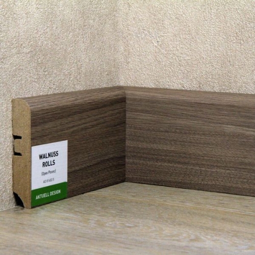 Плинтус МДФ ХАННАХОЛЗ 81мм 2,4 8шт/уп Орех роллс AD 81402.5