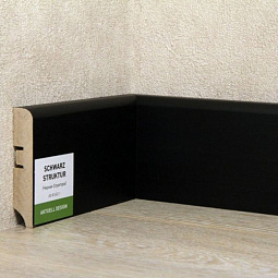 Плинтус МДФ ХАННАХОЛЗ 81мм 2,4 8шт/уп Структура черная AD 81402.1